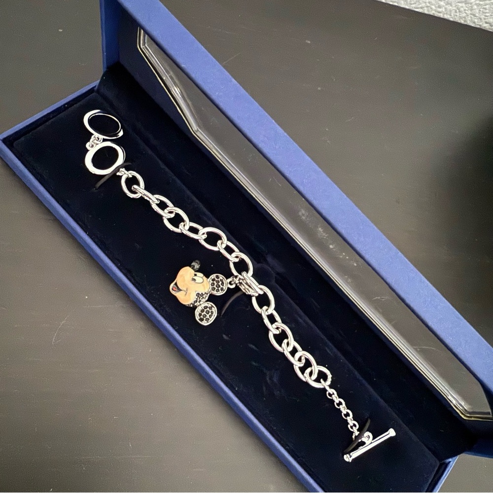 Disney Swarovski Crystal Charm Toggle Bracelet with Mickey Charm